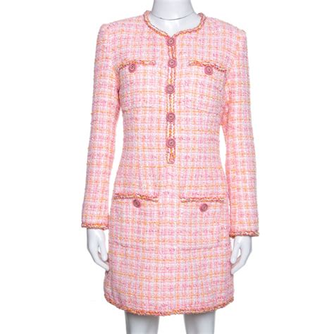 chanel pink tweed blush|Chanel pink tweed dress.